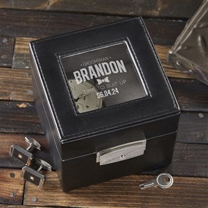 Great Groomsman Engraved Vegan Leather 2 Slot Watch Box - 16856