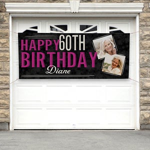 Vintage Age Birthday Personalized Photo Banner - 30x72 - 16869