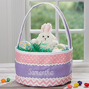 Easter Fun Embroidered Soft Easter Baskets - Pink  Purple - 16888-P