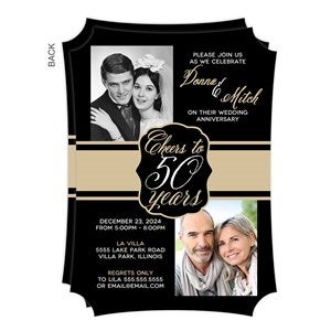Cheers To Then & Now Personalized Anniversary Party Invitations - 16899