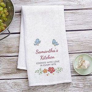 Precious Moments® Floral Personalized Waffle Weave Kitchen Towel - 16927