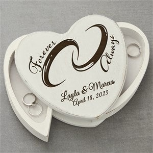 Forever  Always Engraved White Wooden Ring Bearer Box - 16954-W