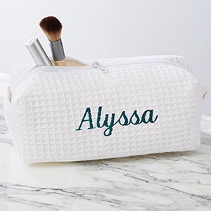  Glamlily Gold Initial M Personalized Makeup Bag for Women,  Monogrammed Canvas Cosmetic Pouch (White, 10 x 3 x 6 In) : Beauty &  Personal Care