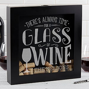 Theres Always Time For Wine Personalized Wine Cork Shadow Box - 17022