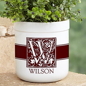 Floral Monogram Personalized Outdoor Flower Pot - 17064