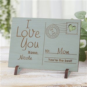 Sending Love To Mom Personalized Blue Stain Wood Postcard - 17123-BL