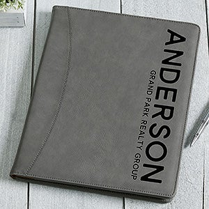 Personalized Charcoal Full Pad Portfolio - Bold Style - 17183-C