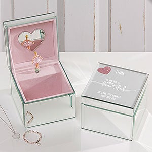 Her Heart Personalized Mirrored Ballerina Musical Jewelry Box - 17194