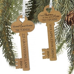 New Home Personalized Natural Wood Key Ornament - 17235