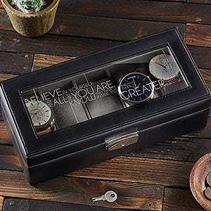 Inspiring Messages Vegan Leather 5 Slot Personalized Watch Box - 17237