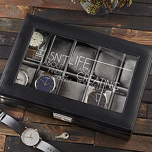 Inspiring Messages Vegan Leather 10 Slot Personalized Watch Box - 17237-10