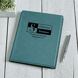 Sophisticated Style Teal Personalized Padfolio - 17250-T