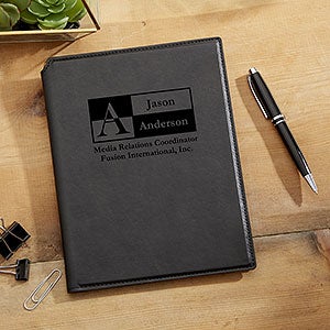 Sophisticated Style Black Personalized Padfolio - 17250-BB