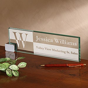 Sophisticated Style Personalized Glass Name Plate - 17252