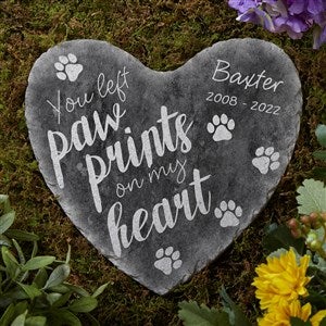 Paw Prints On My Heart Personalized Heart Garden Stone - 17273