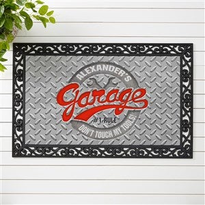 His Garage Rules Personalized Doormat- 20x35 - 17296-M