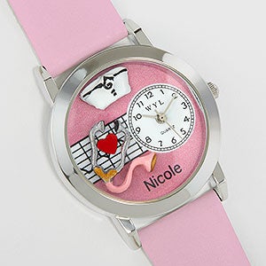 3-D Pink Nurse Personalized Watch - 17370D
