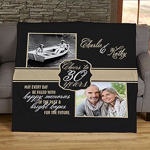 Cheers To Then & Now Anniversary Photo 50x60 Sherpa Blanket - 17377-S