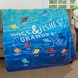 Personalized Fleece Blanket 50x60 Hugs  Fishes - 17434-F