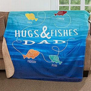 Hugs & Fishes Personalized 50x60 Sherpa Blanket - 17434-S
