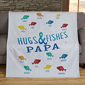 Hugs  Fishes Personalized 50x60 Sweatshirt Blanket - 17434-SW