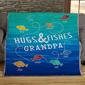 Hugs  Fishes Personalized 56x60 Woven Throw - 17434-A