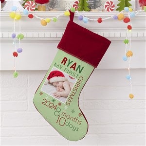Babys First Christmas Personalized Burgundy Photo Stockings - 17461