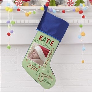 Babys First Christmas Personalized Blue Photo Stockings - 17461-BL