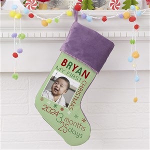 Babys First Christmas Personalized Purple Photo Stockings - 17461-P