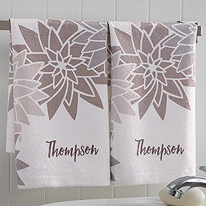 Mod Floral Personalized Hand Towel - 17527