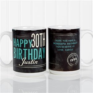Vintage Birthday Personalized Coffee Mug 15oz.- White - 17555-L