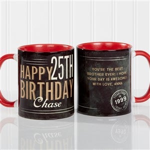Vintage Birthday Personalized Coffee Mug- 11 oz.- Red - 17555-R