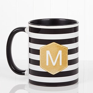 Initial Mug - Letter M Monogram - Cute Novelty Monogrammed Coffee