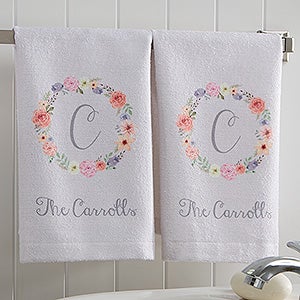 Floral Wreath Personalized Hand Towel - 17574