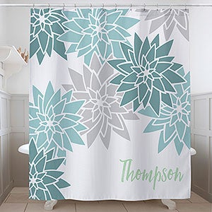 Mod Floral Personalized Shower Curtain - 17578