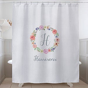 Floral Wreath Personalized Shower Curtain - 17589