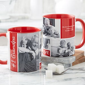 Family Love Photo Collage Personalized Coffee Mug 11 oz.- Red - 17665-R