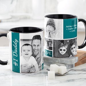 Family Love Photo Collage Personalized Coffee Mug 11 oz.- Black - 17665-B