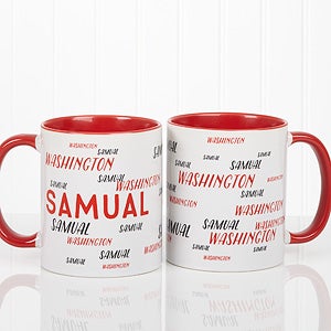 Personalized Hello! My Name is Coffee Mug With Red Handle - 17754-R