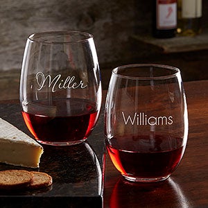 Classic Celebrations Personalized 21oz Stemless Wine Glasses - 17830-SN