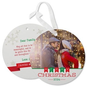 Holiday Banner Personalized Photo Ornament Card- Premium - 17842-P