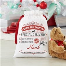 Special Delivery From Santa Personalized Canvas Drawstring Santa Sack-Small - 17846-S