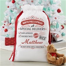 Special Delivery From Santa Personalized Canvas Drawstring Santa Sack - 17846