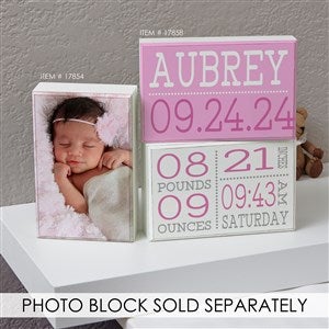 Birth Announcement Personalized Rectangle Shelf Blocks- Set of 2 - 17858