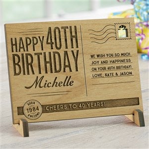 Sending Vintage Birthday Wishes To You Personalized Wood Postcard- Natural - 17917