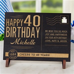 Sending Vintage Birthday Wishes To You Personalized Wood Postcard-Black Stain - 17917-BK