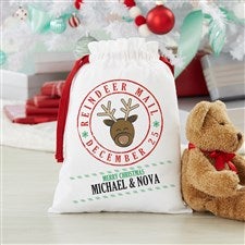 Reindeer Mail Personalized Canvas Drawstring Santa Sack - Small - 17935-S