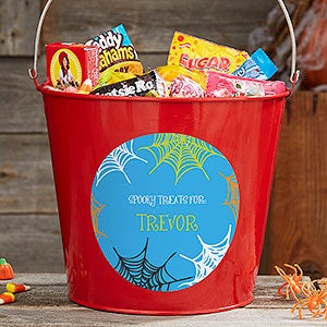 Sweets  Treats Personalized Halloween Large Metal Bucket - Red - 17941-RL