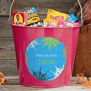 Sweets  Treats Personalized Halloween Large Metal Bucket- Pink - 17941-PL