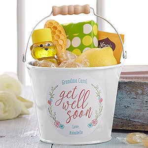 Get Well Soon Personalized Mini Metal Bucket- White - 17943